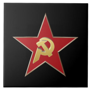 Hammer and sickle into the red star ceramic tile