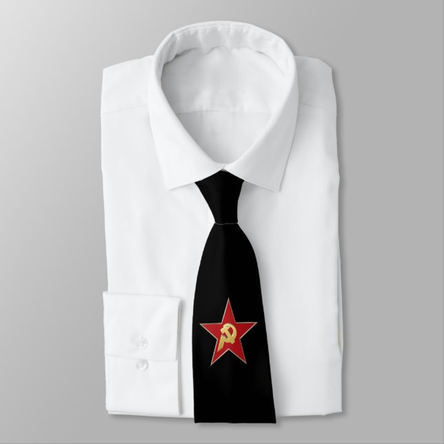 Hammer and sickle into the red star neck tie (Tied)