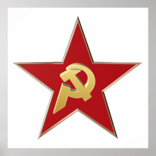 Hammer and sickle into the red star poster