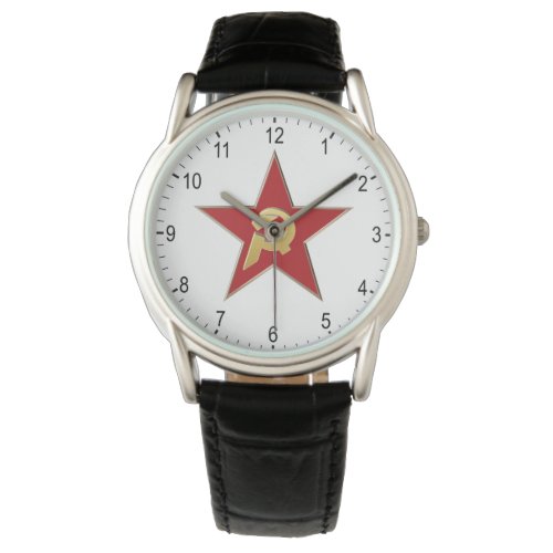 Hammer and sickle into the red star watch