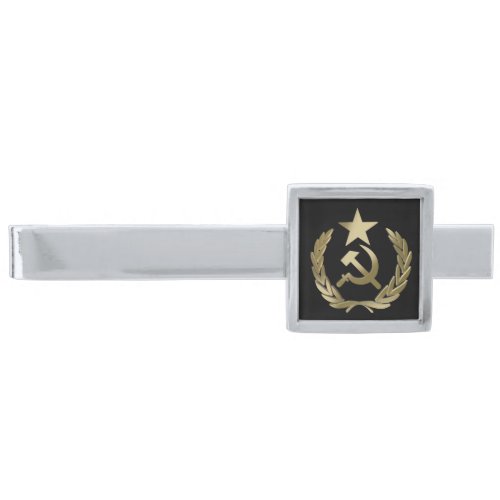 Hammer and sickle silver finish tie bar