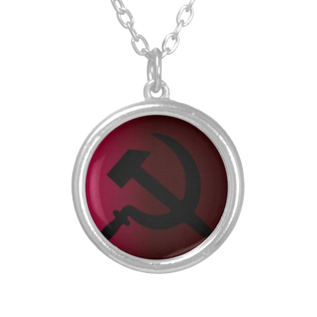 Hammer and Sickle Silver Plated Necklace (Front)