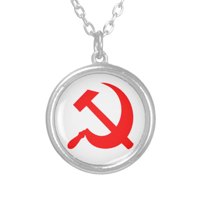 Hammer and Sickle Silver Plated Necklace (Front)