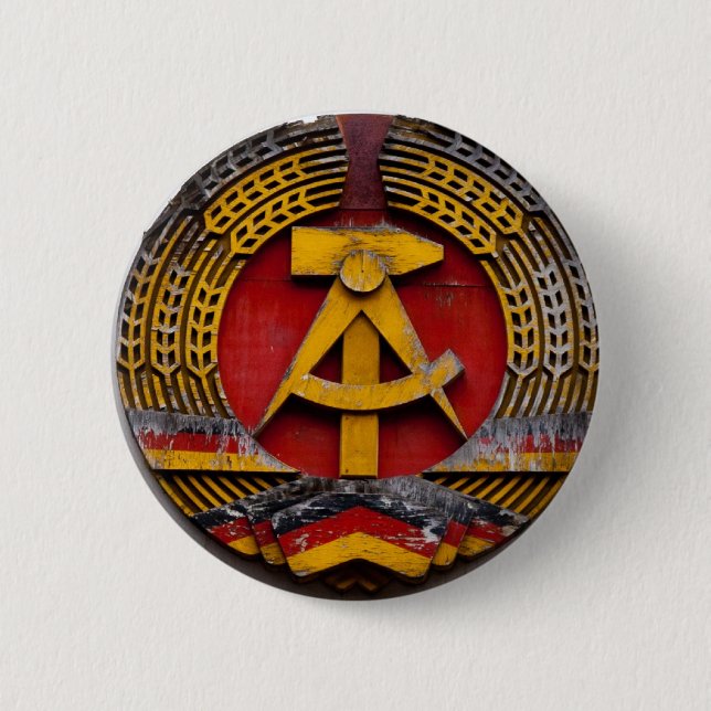 Hammer and Sickle Symbol of Communist Pinback Button (Front)