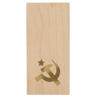Hammer and sickle wood flash drive
