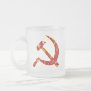 Hammer and Sickle (worn look) Frosted Glass Coffee Mug