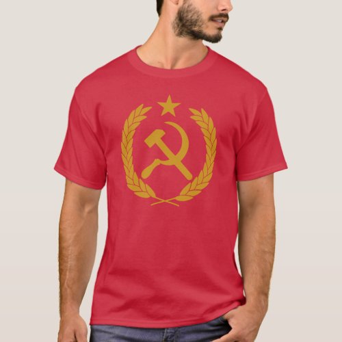 Hammer and Sickle _ Yellow Communist Emblem T_Shirt