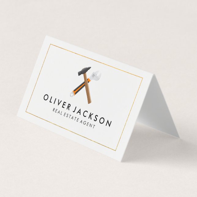 Hammer and Wrench | Construction Business Card (Front)