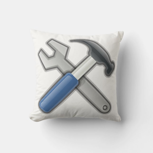 Hammer and Wrench Throw Pillow (Front)