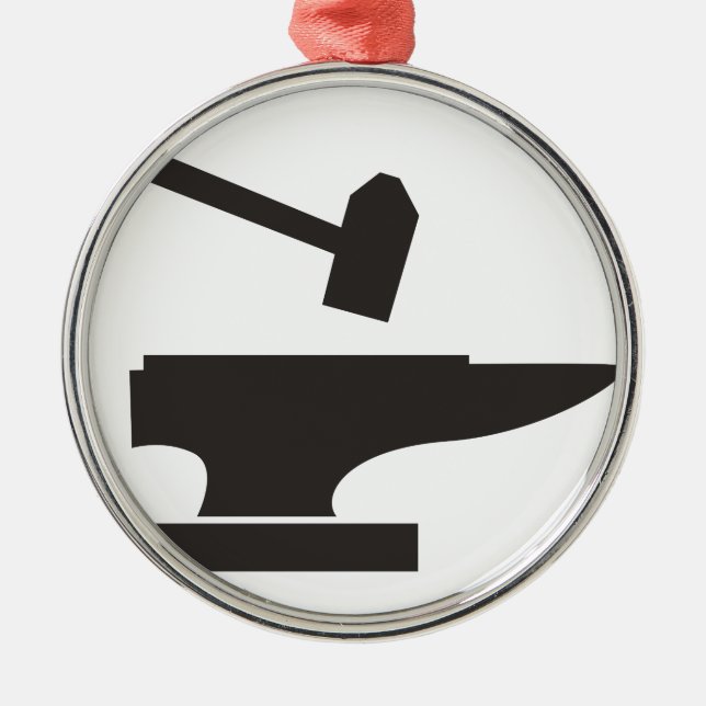 Hammer & Anvil Metal Ornament (Front)