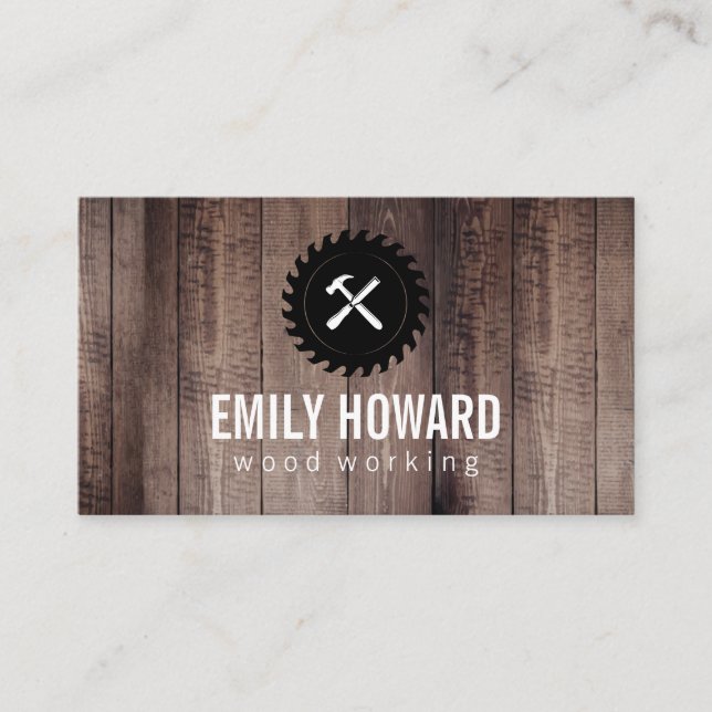 Hammer Chisel Saw | Wood Business Card (Front)