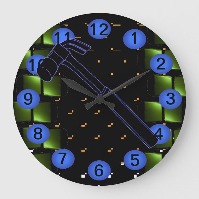 Hammer Construction Building Workshop Clock 12 (Front)