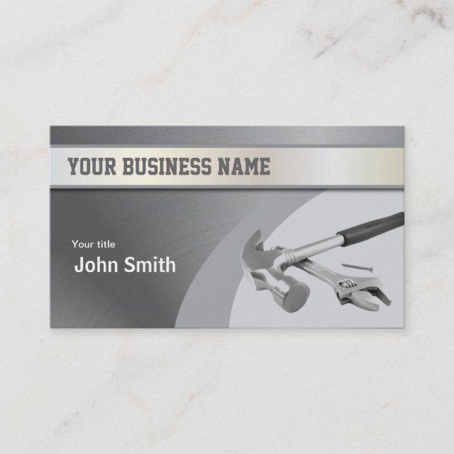 Hammer Construction Metal Texture business card (Front)