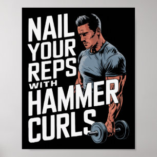 Hammer Curls Bodybuilding Fitness Workout Gym Poster