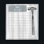 Hammer Fix It Chore List Notepad<br><div class="desc">Grab your favorite pen and start filling out your fix it list. Personalized to do list note pad complete with lines and a graphic of a vintage hammer. Background includes the look of wood grain. Fill in the top logo section with your favorite handy man's or handy woman's name. Great...</div>