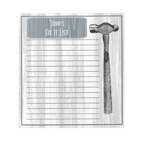 Hammer Fix It Chore List Notepad