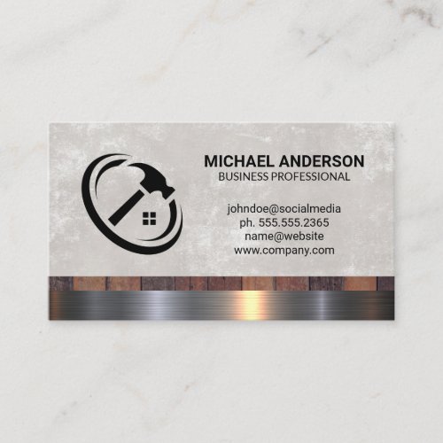 Hammer Home Logo  Building Material Business Card