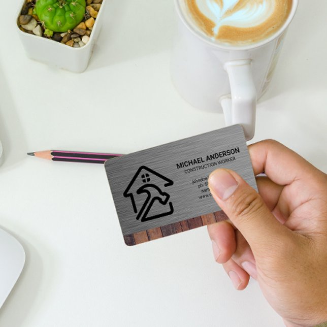 Hammer Home Logo | Metallic Wood Business Card (Creator Uploaded)
