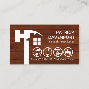 Hammer Home Silhouette On Timber Business Card