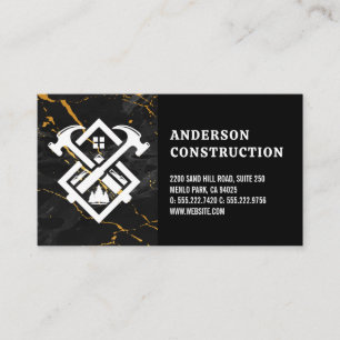 Hammer House Logo Black Gold Marble Business Card