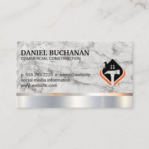 Hammer House Logo  Marble Metal Business Card