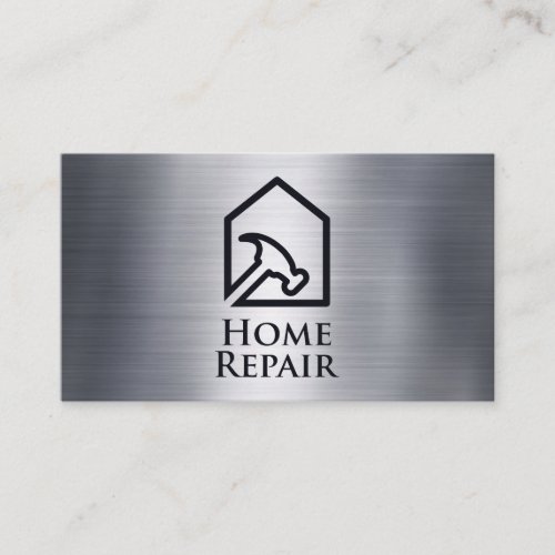 Hammer House Logo  Metallic Texture Background Business Card
