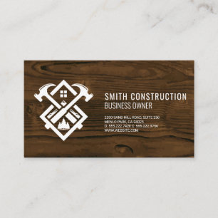 Hammer House Logo Wood Background Business Card