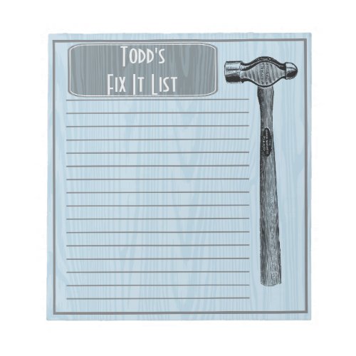 Hammer It Out Fix It Chore List Monogram Notepad