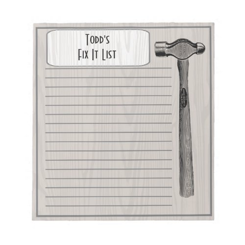 Hammer It Out Fix It Handy Man Chore List Monogram Notepad