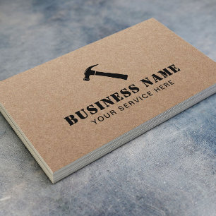 Hammer Logo Carpenter Handyman Rustic Kraft Business Card