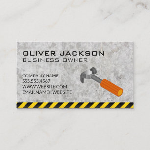 Hammer Logo Concrete Caution Business Card