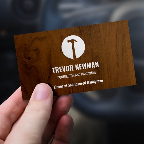 Hammer Logo Construction Handyman Carpenter  Business Card