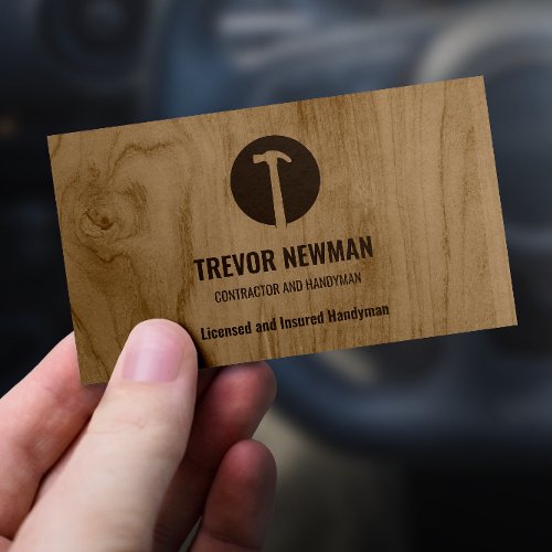 Hammer Logo Construction Handyman Carpenter  Business Card