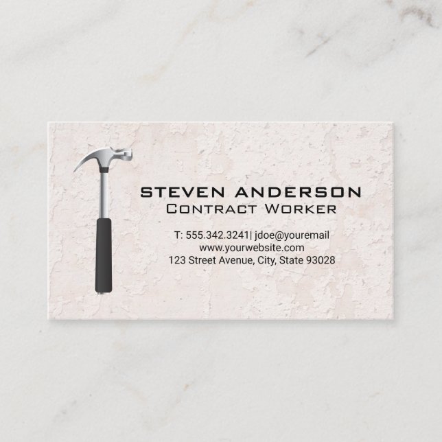 Hammer Logo | Grunge Texture Wall Business Card (Front)