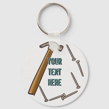 Hammer & Nails Keychain by Customizables at Zazzle