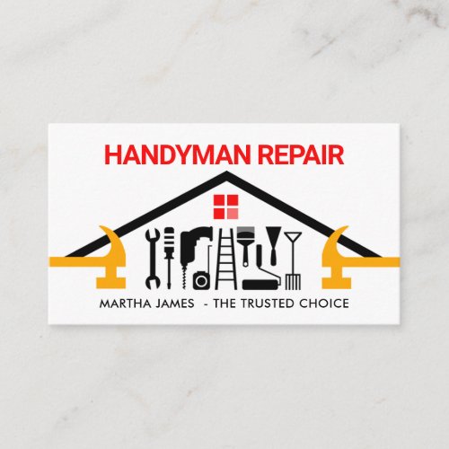 Hammer Rooftop Handyman Fix-It Tool Business Card