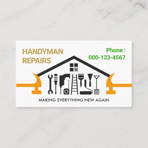 Hammer Rooftop Handyman Fix-It Tools Business Card