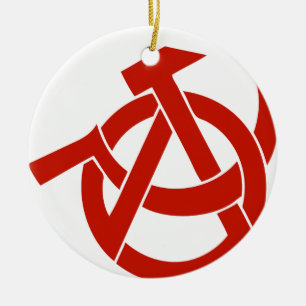 HAMMER SICKLE ANARCHY LOGO CERAMIC ORNAMENT