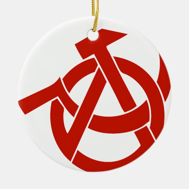 HAMMER  SICKLE ANARCHY LOGO CERAMIC ORNAMENT (Front)