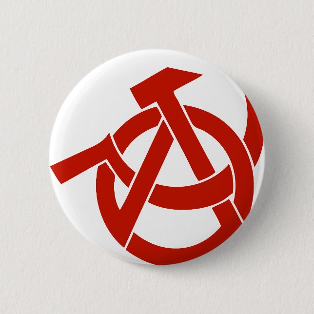 HAMMER  SICKLE ANARCHY LOGO PINBACK BUTTON (Front)