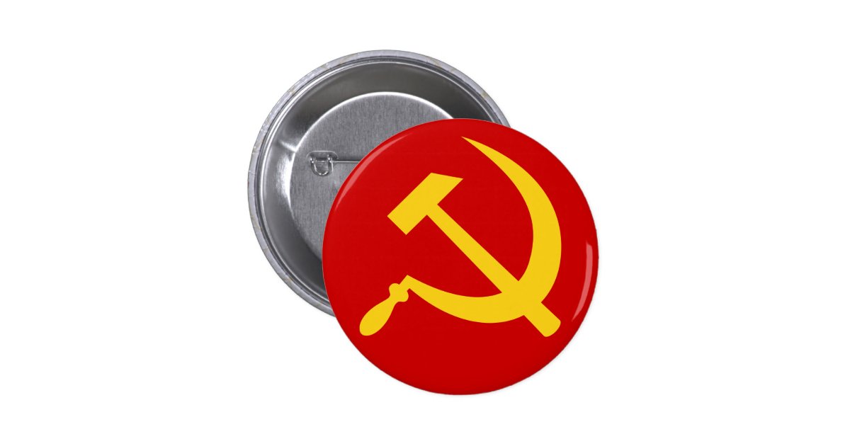 Hammer & sickle (yellow) button | Zazzle