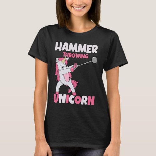 Hammer Throwing Unicorn Track And Field Girl Hamme T_Shirt