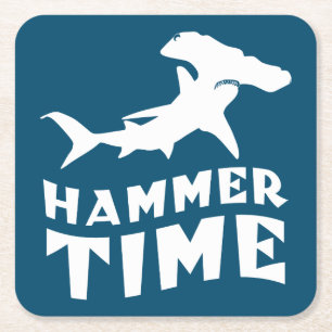 Hammer Time Design For Hammerhead Shark Lovers Square Paper Coaster