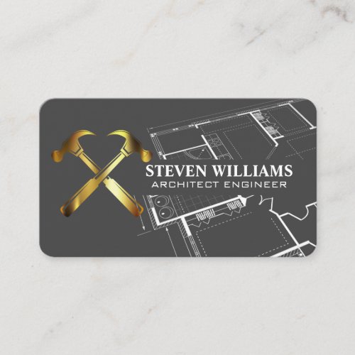 Hammer Tools | Blueprints | General Contractor Business Card