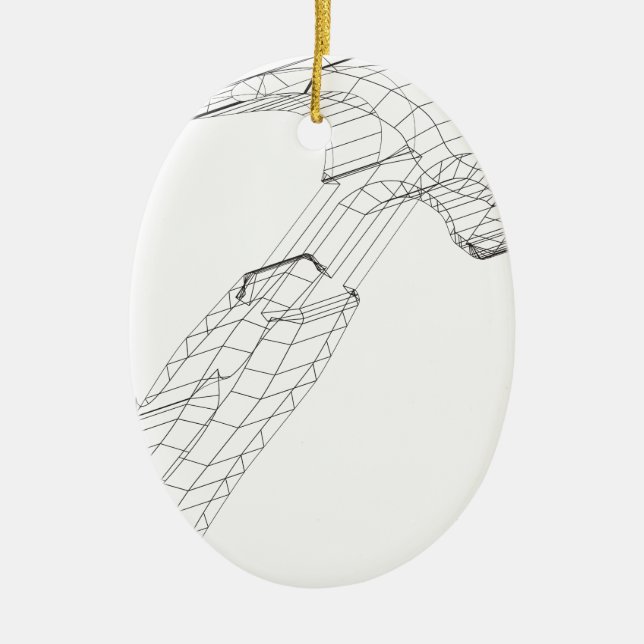 hammer wireframe ceramic ornament (Front)
