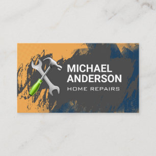Hammer Wrench Builder Blue Collar Business Card