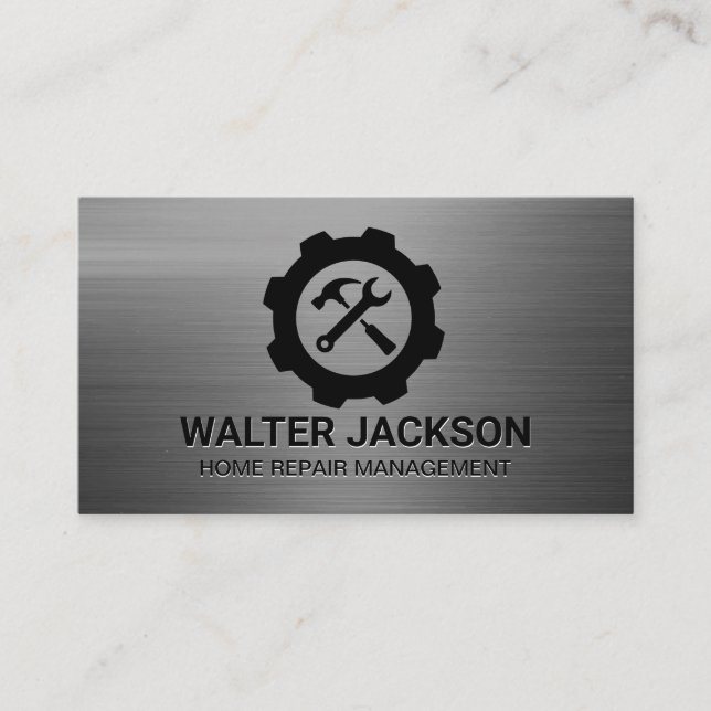 Hammer Wrench Gear Logo | Repairs Business Card (Front)
