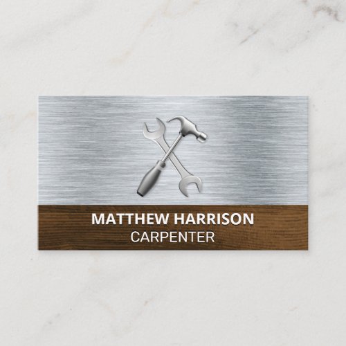 Hammer Wrench Icon  Metal Wood  Business Card