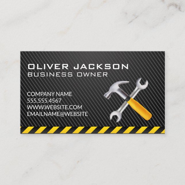 Hammer Wrench Logo | Carbon Fiber Business Card (Front)