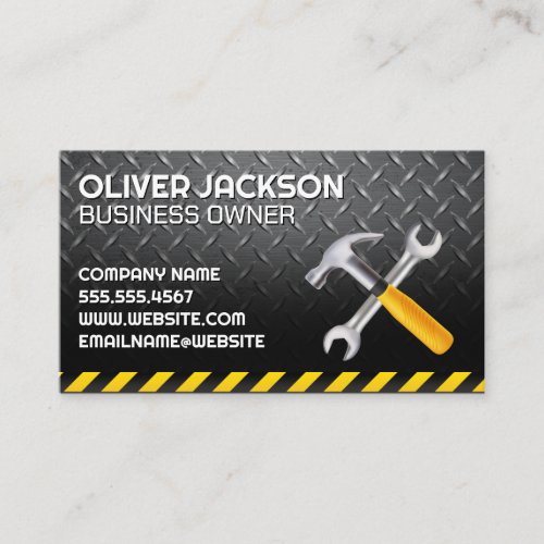 Hammer Wrench Logo  Construction  Steel Business Card